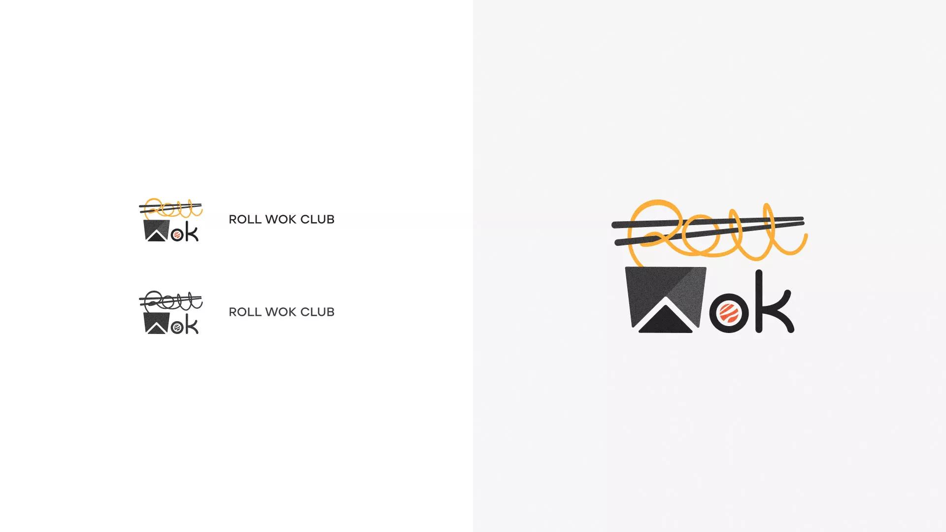Разработка логотипа суши-бара «Roll Wok Club» в Дубне